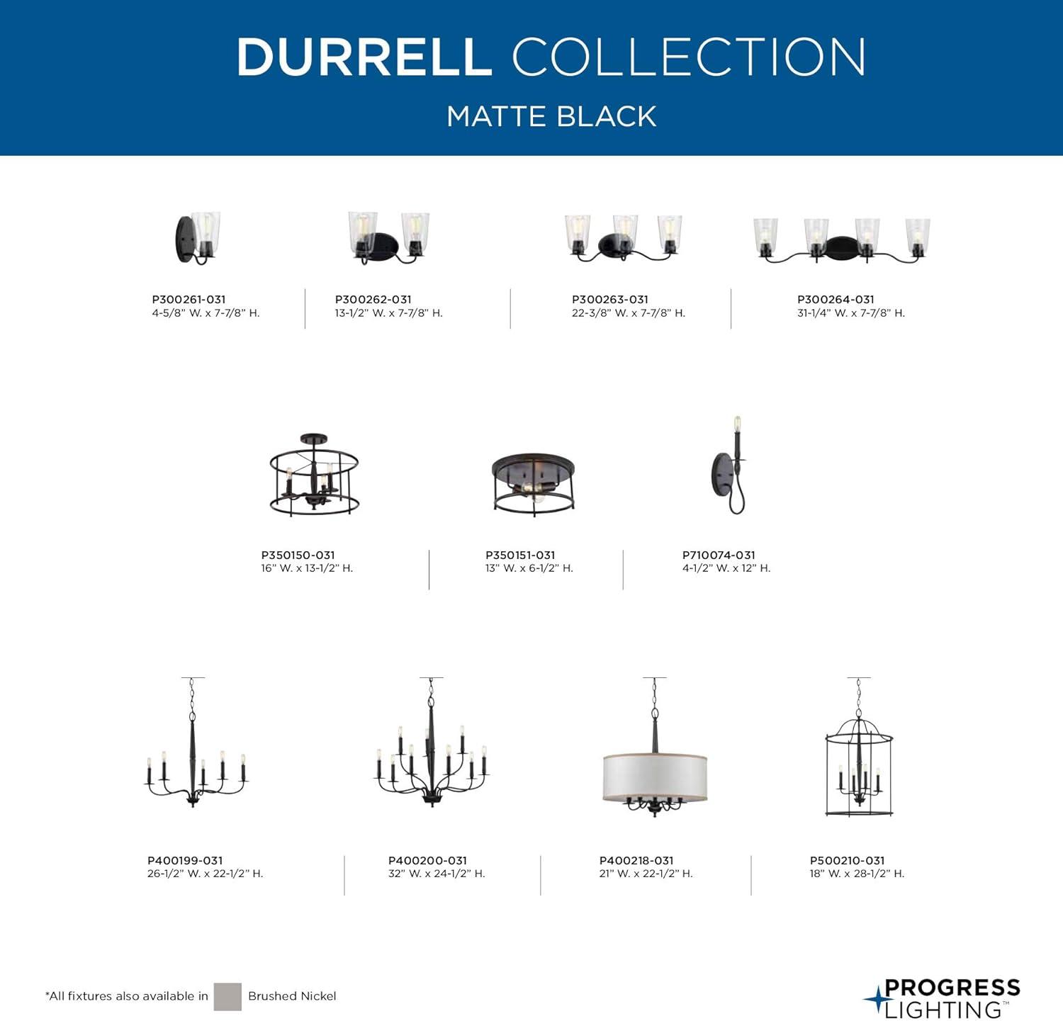 image:imageProgress Lighting Durrell Collection 4Light Sailcloth Linen Fabric Shade Coastal Chandelier Light Matte BlackBlack