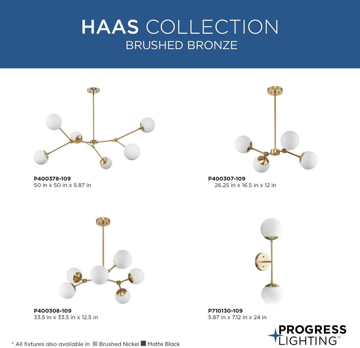 image:imageProgress Lighting Haas 50 in 6Light Brushed Bronze Modern Organic Chandelier with Opal Glass Shades