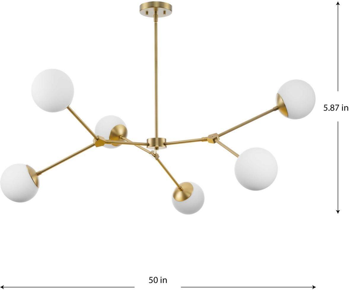 image:imageProgress Lighting Haas 50 in 6Light Brushed Bronze Modern Organic Chandelier with Opal Glass Shades