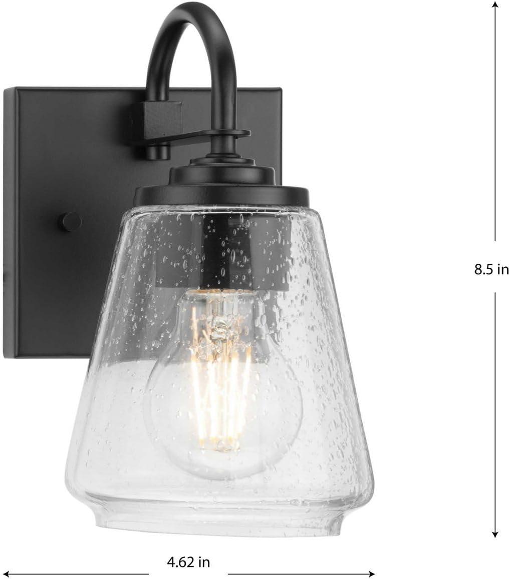 image:imageProgress Lighting Martenne 462 in OneLight Matte Black Vanity Light with Seeded Glass Shade