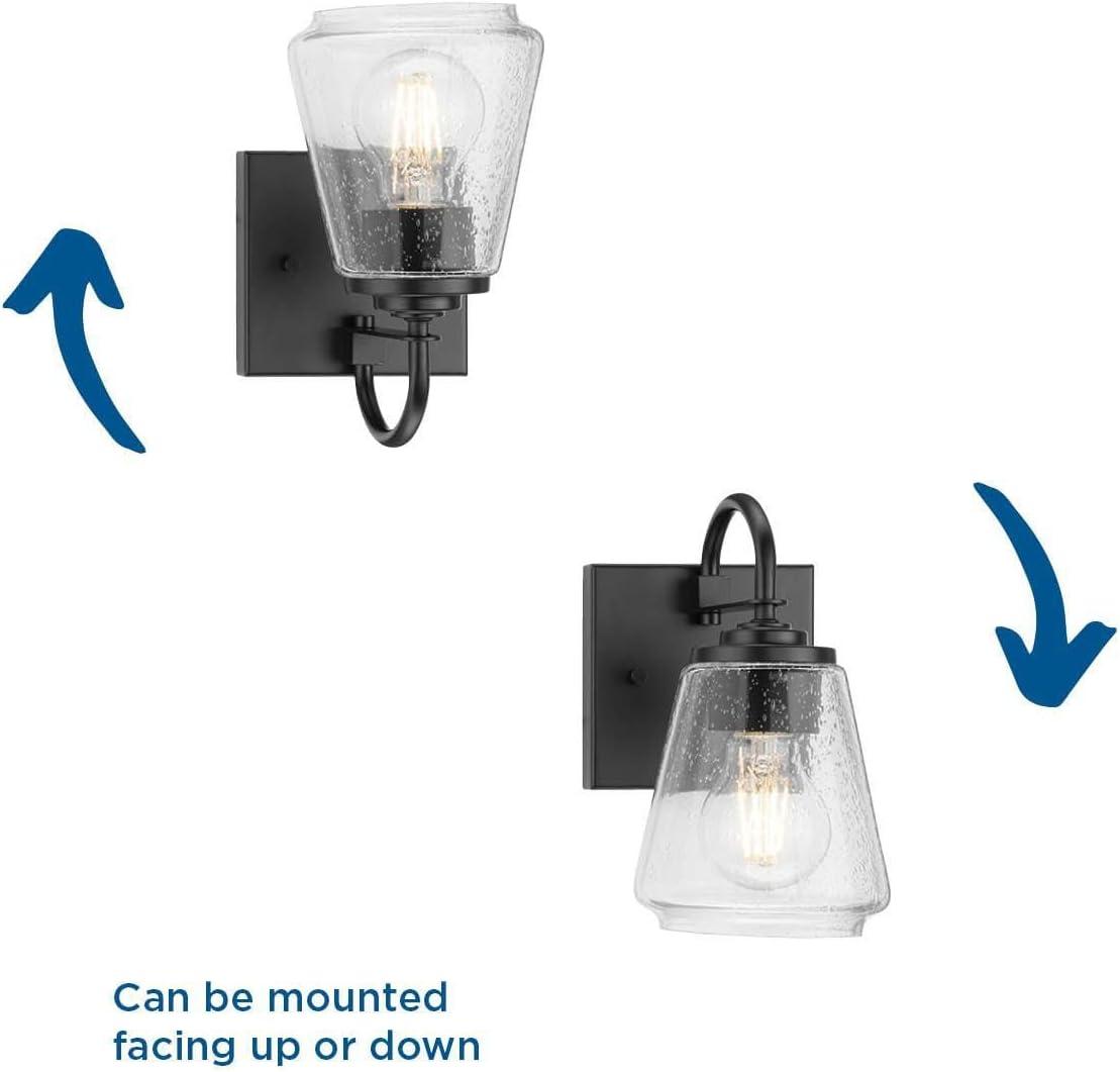 image:imageProgress Lighting Martenne 462 in OneLight Matte Black Vanity Light with Seeded Glass Shade