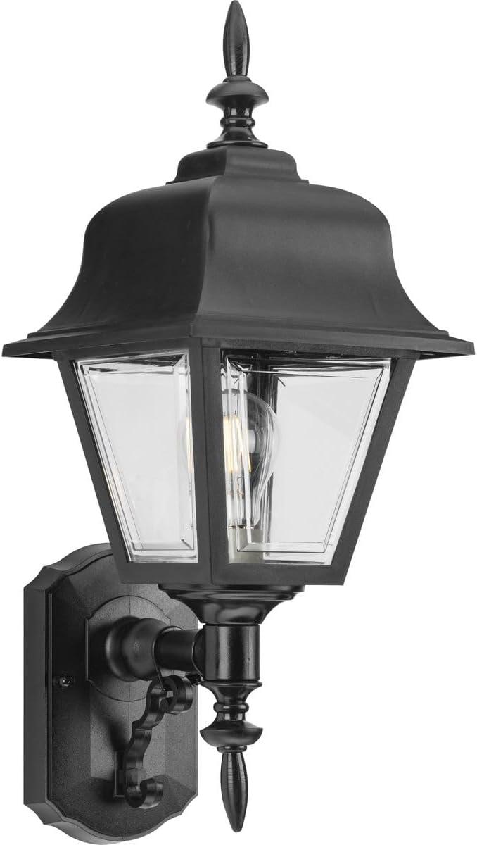 image:imageProgress Lighting NonMetallic 1Light Clear Beveled Acrylic Shade Traditional Outdoor Wall Lantern Light Outdoor P565631 Textured BlackBlack