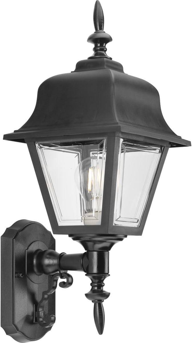 image:imageProgress Lighting NonMetallic 1Light Clear Beveled Acrylic Shade Traditional Outdoor Wall Lantern Light Outdoor P565631 Textured BlackBlack