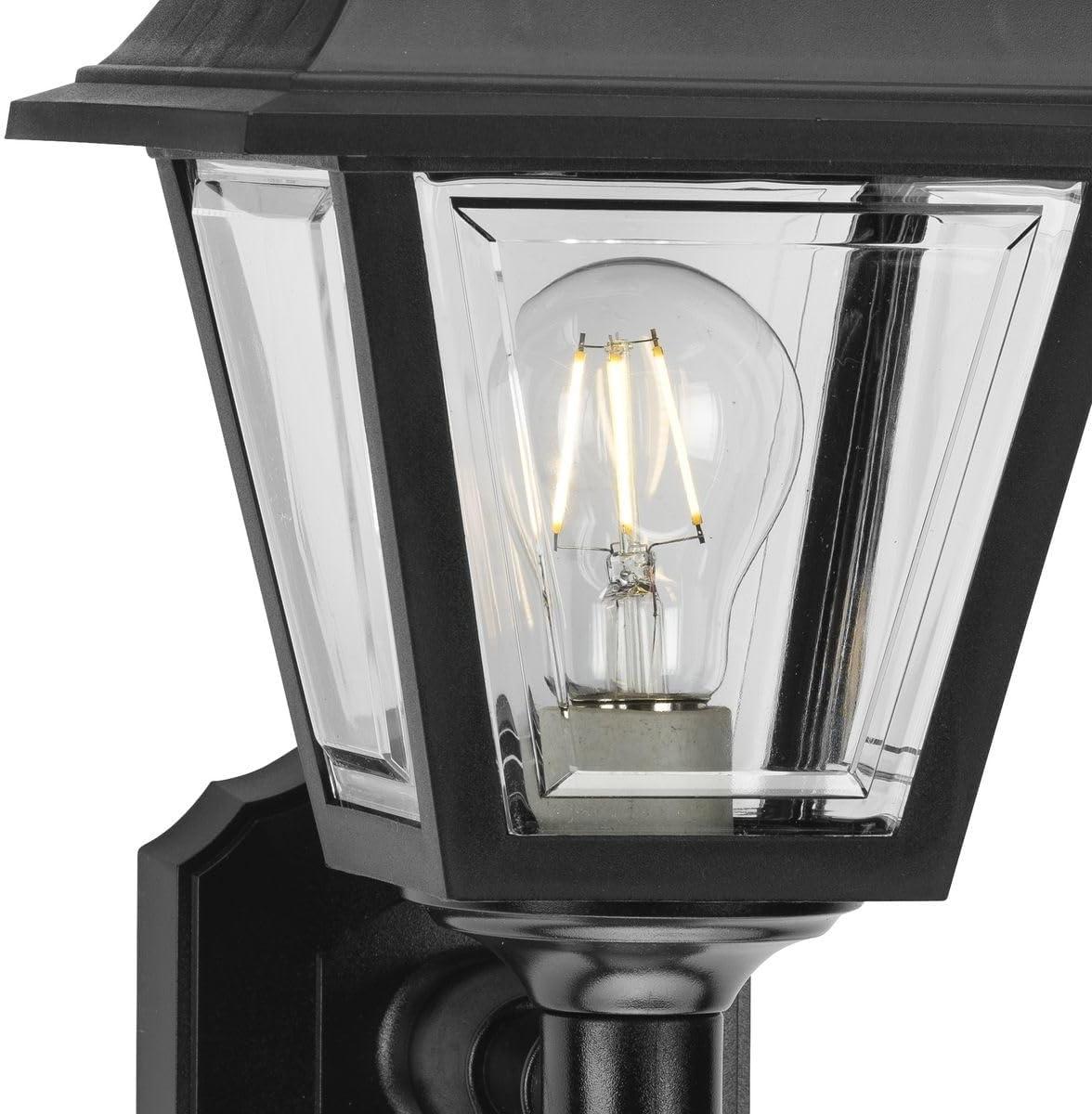 image:imageProgress Lighting NonMetallic 1Light Clear Beveled Acrylic Shade Traditional Outdoor Wall Lantern Light Outdoor P565631 Textured BlackBlack