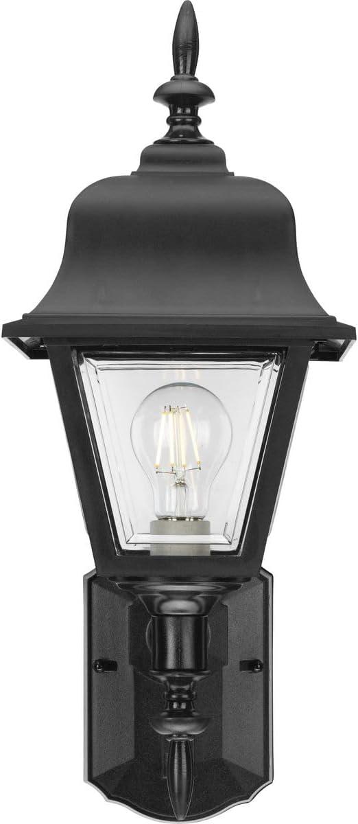 image:imageProgress Lighting NonMetallic 1Light Clear Beveled Acrylic Shade Traditional Outdoor Wall Lantern Light Outdoor P565631 Textured BlackBlack