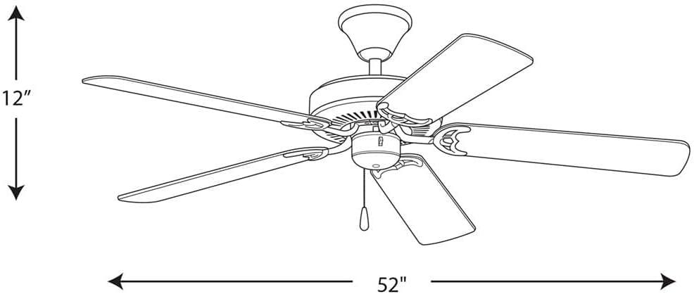 image:imageProgress Lighting P250120 52Inch Fan with 5 Blades and 3Speed Reversible Motor with Reversible Medium Cherry or Classic Walnut Blades Antique BronzeBrushed Nickel