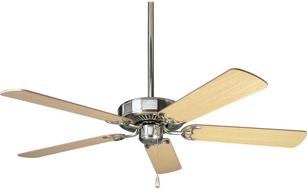 image:imageProgress Lighting P250120 52Inch Fan with 5 Blades and 3Speed Reversible Motor with Reversible Medium Cherry or Classic Walnut Blades Antique BronzeBrushed Nickel