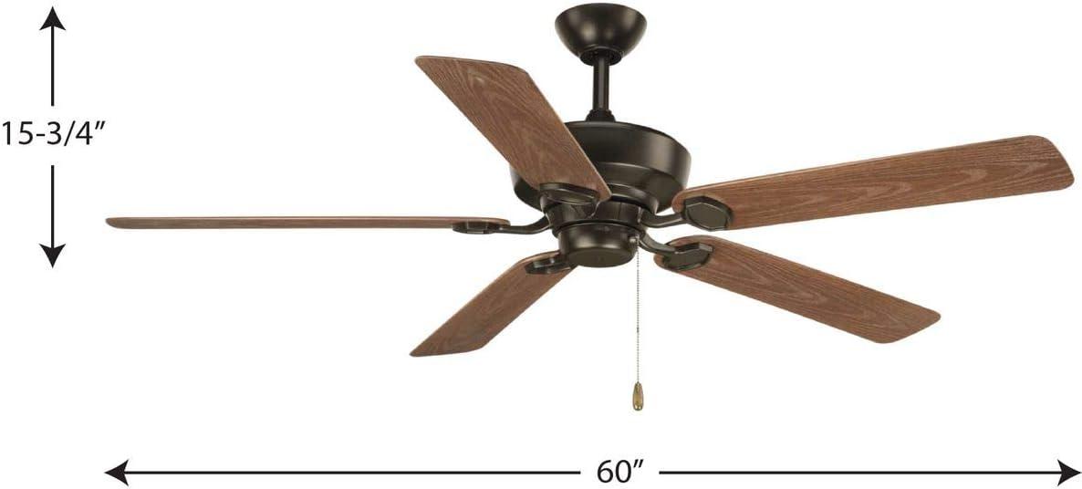 image:imageProgress Lighting P256280 Protruding Mount 5 Toasted Oak Blades Ceiling fan Forged BlackAntique Bronze