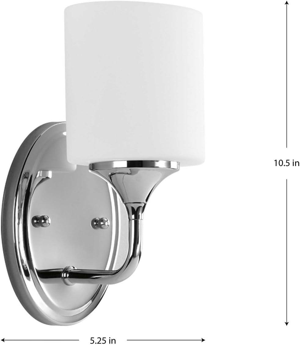 image:imageProgress Lighting P280115 1Light Bath with Etched White Oval Shaped Glass Shades Polished ChromePolished Chrome