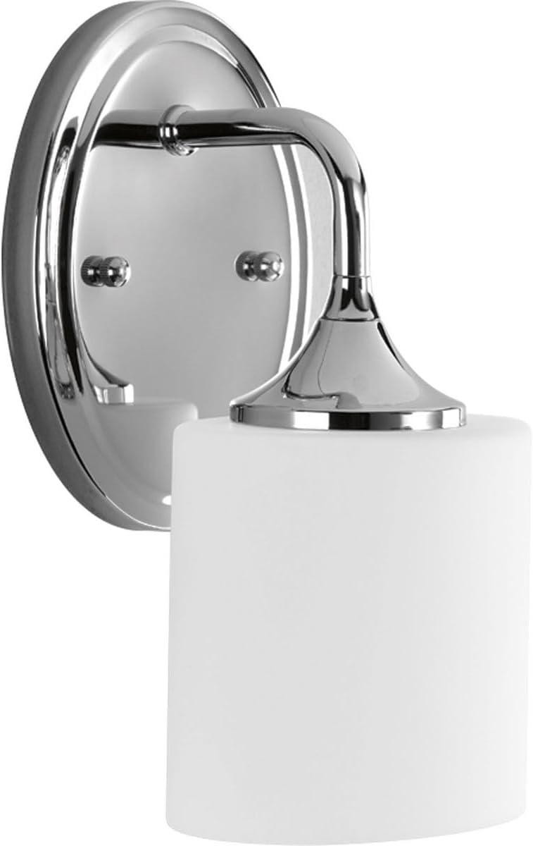 image:imageProgress Lighting P280115 1Light Bath with Etched White Oval Shaped Glass Shades Polished ChromePolished Chrome