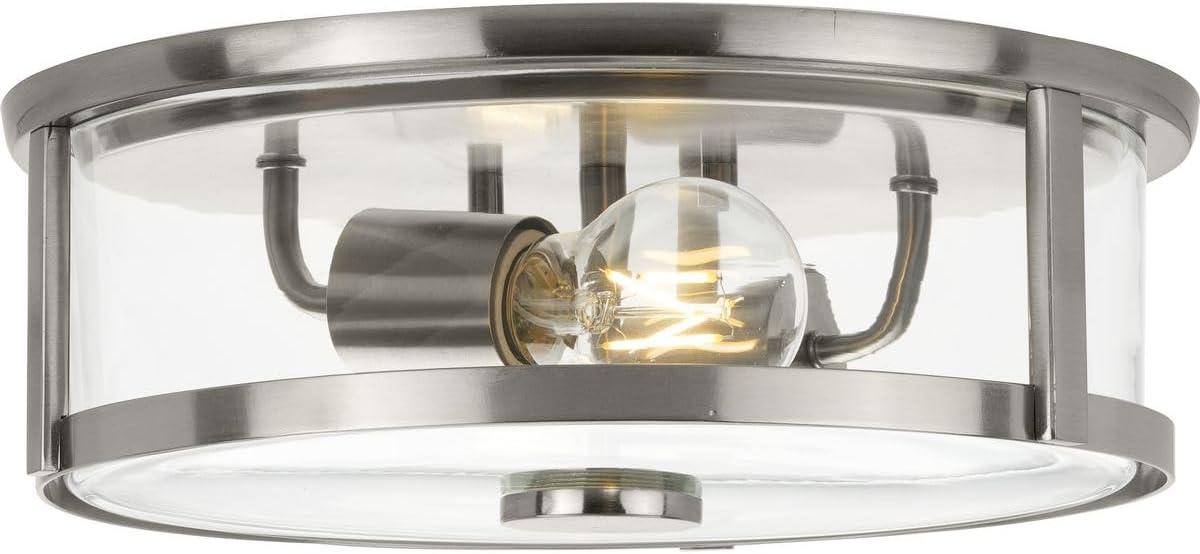 image:imageProgress Lighting P350253009 Gilliam 1258 in TwoLight Brushed Nickel Flush Mount with Clear Glass ShadeBrushed Nickel