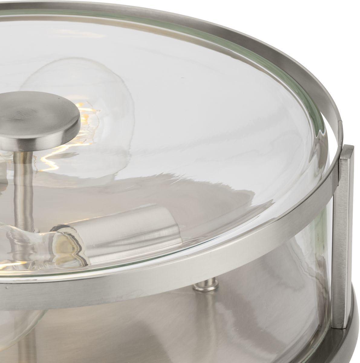 image:imageProgress Lighting P350253009 Gilliam 1258 in TwoLight Brushed Nickel Flush Mount with Clear Glass ShadeBrushed Nickel