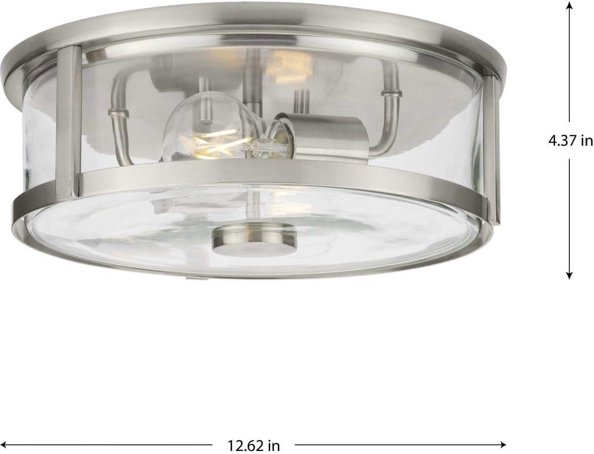 image:imageProgress Lighting P350253009 Gilliam 1258 in TwoLight Brushed Nickel Flush Mount with Clear Glass ShadeBrushed Nickel