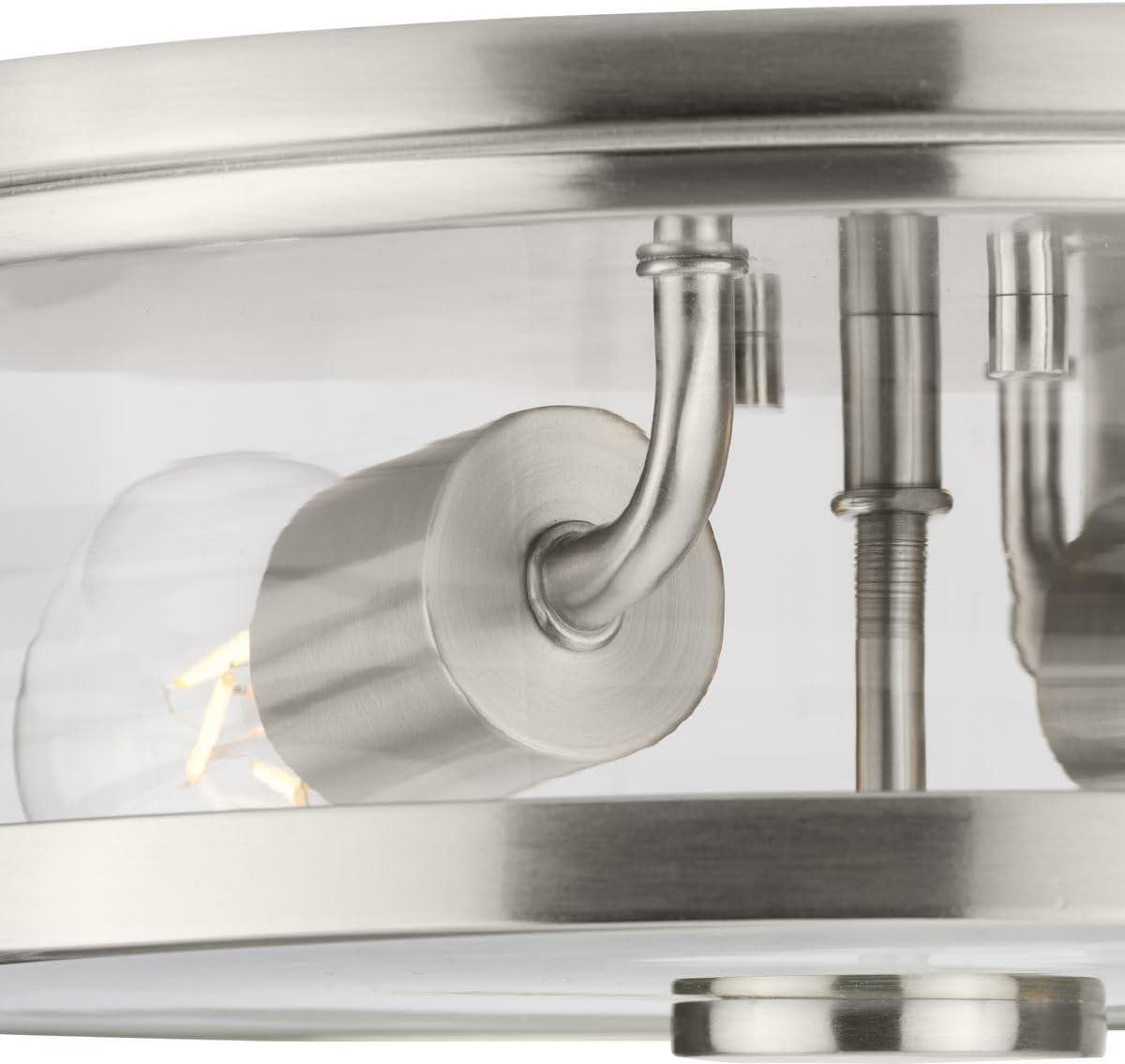 image:imageProgress Lighting P350253009 Gilliam 1258 in TwoLight Brushed Nickel Flush Mount with Clear Glass ShadeBrushed Nickel