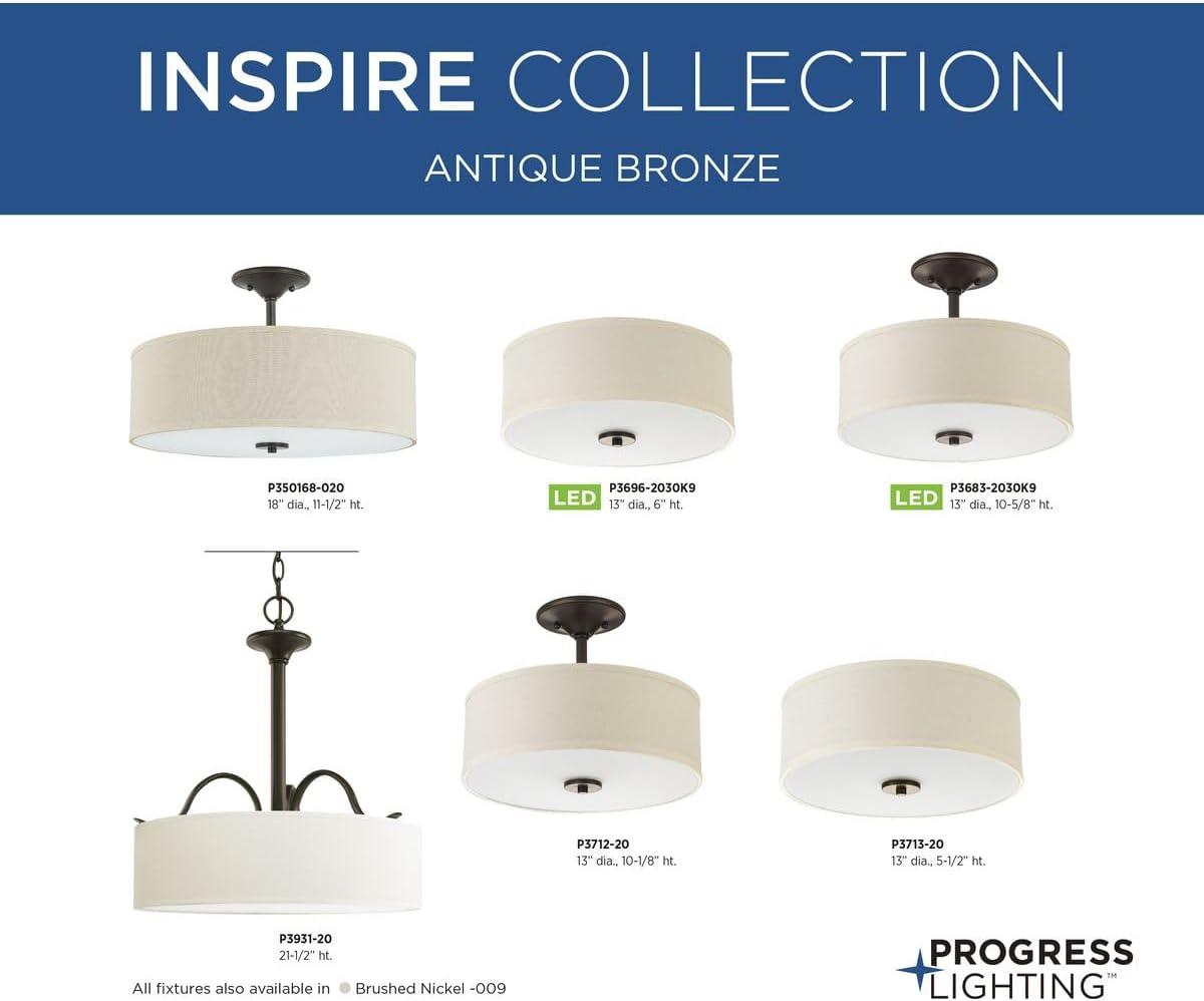 image:imageProgress Lighting P36962030K9 Inspire OneLight LED Flush Mount Antique Bronze 600x1300x1300Bronze