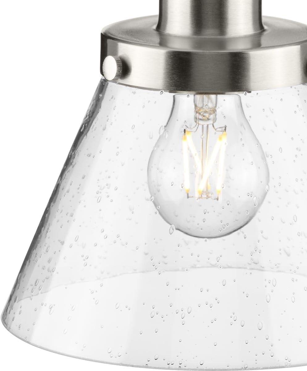 image:imageProgress Lighting P500382009 Hinton Collection 8 in OneLight Brushed Nickel Pendant with Clear Seeded Glass Shade