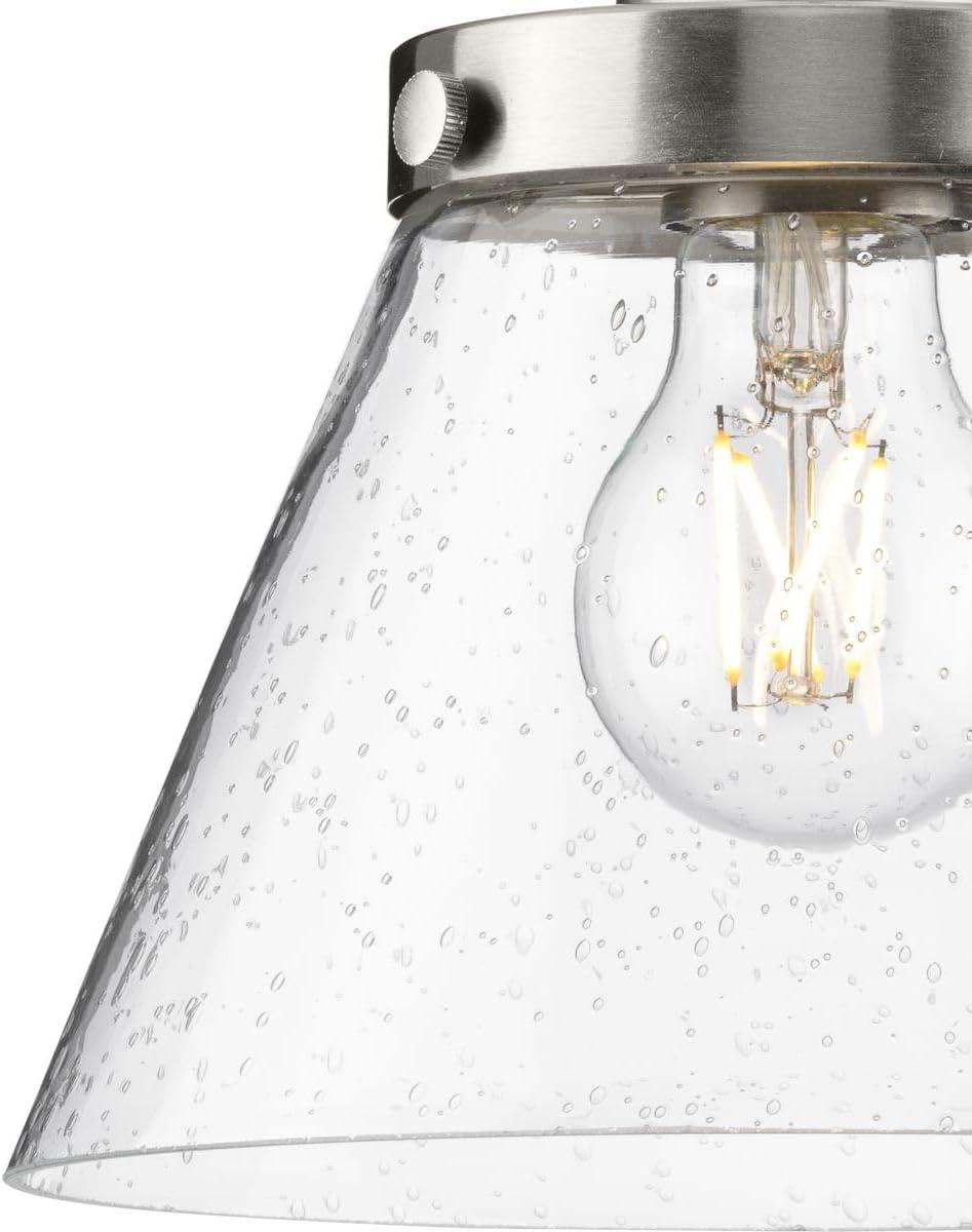 image:imageProgress Lighting P500382009 Hinton Collection 8 in OneLight Brushed Nickel Pendant with Clear Seeded Glass Shade