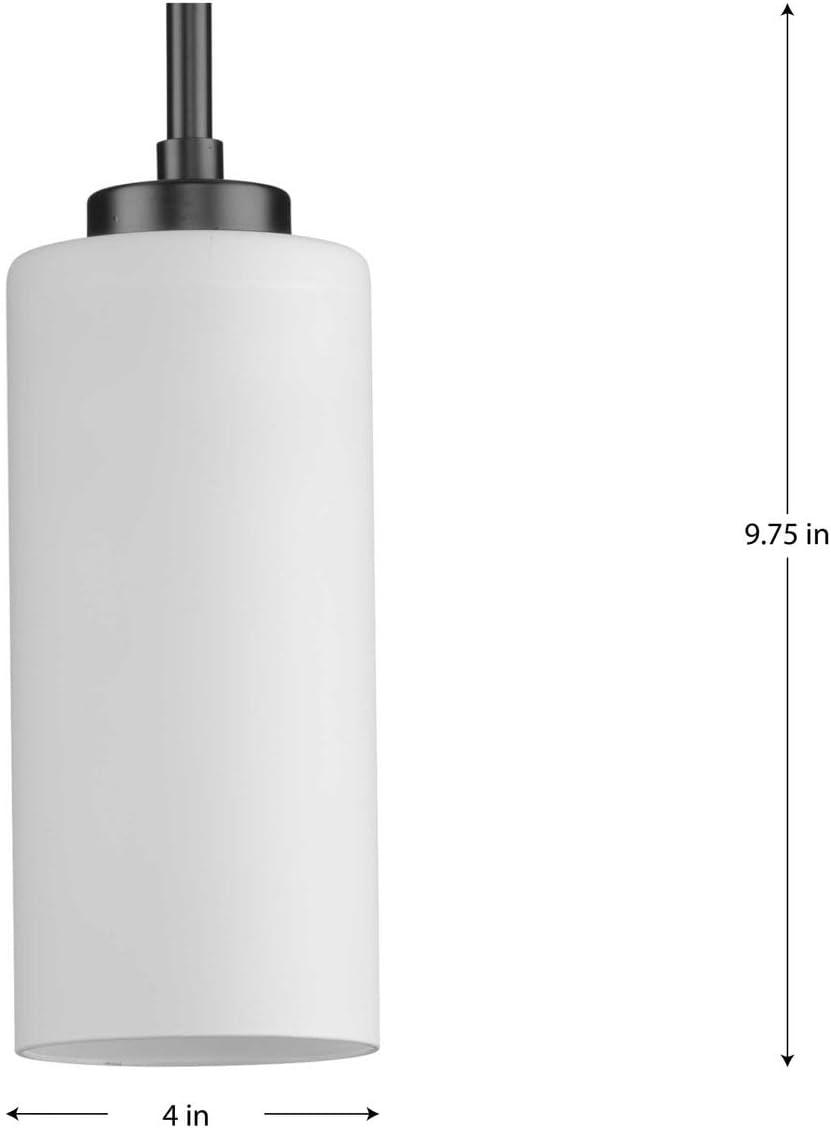 image:imageProgress Lighting P50040431M Cofield Collection 4 in OneLight Matte Black Transitional Pendant with Etched White Glass Shade