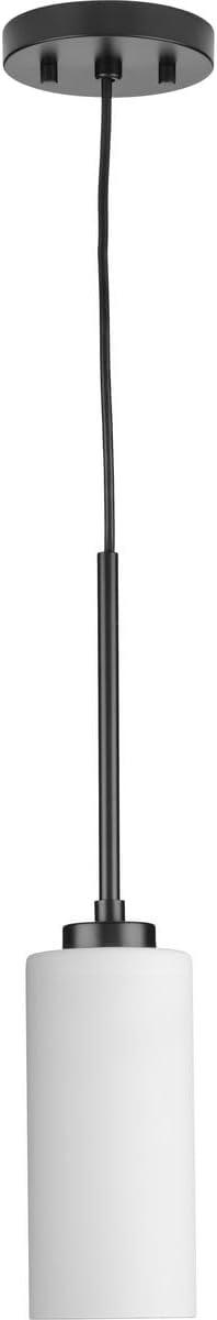 image:imageProgress Lighting P50040431M Cofield Collection 4 in OneLight Matte Black Transitional Pendant with Etched White Glass Shade
