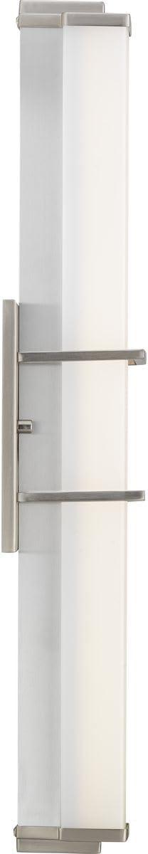image:imageProgress Lighting Phase 22 LED Collection 24 White Shade Modern Bath Vanity Light Brushed Nickel