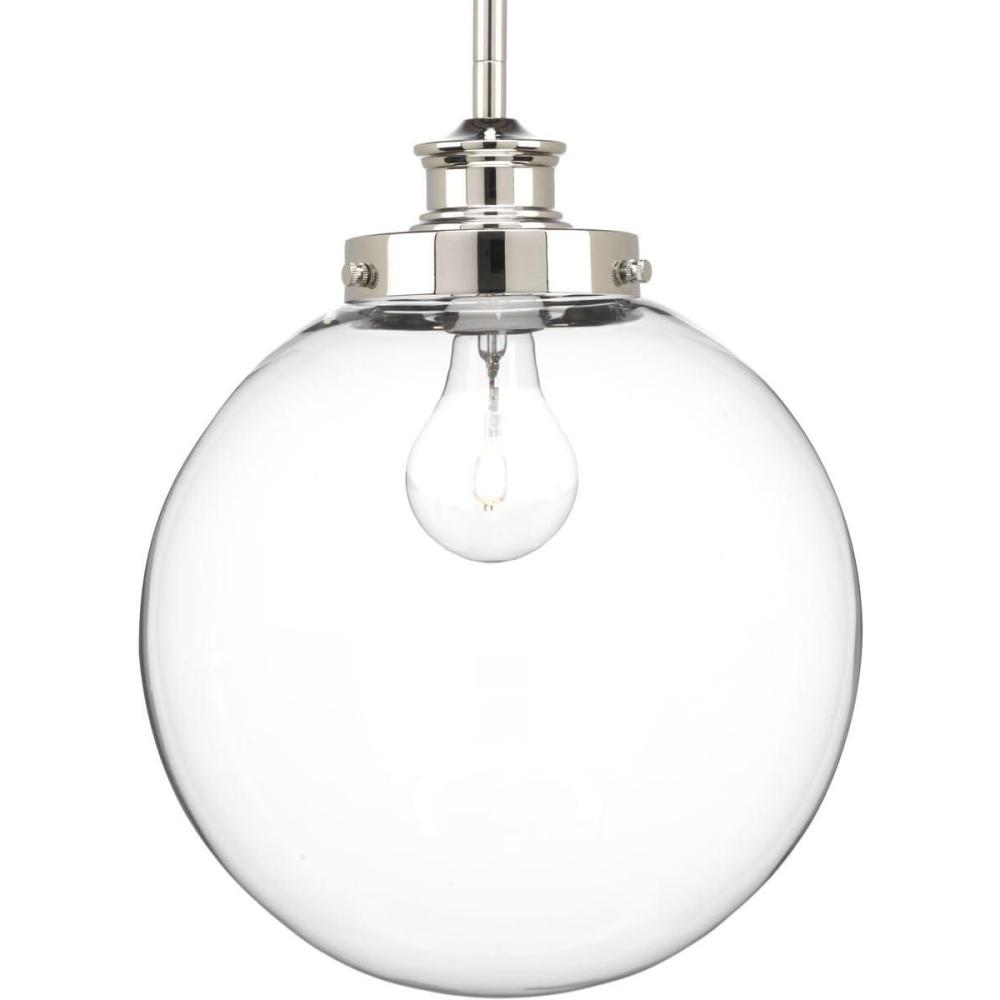 image:imageProgress Lighting 1Light Clear Glass Farmhouse Pendant Light Penn Collection Indoor P5070104 Polished NickelPolished Nickel