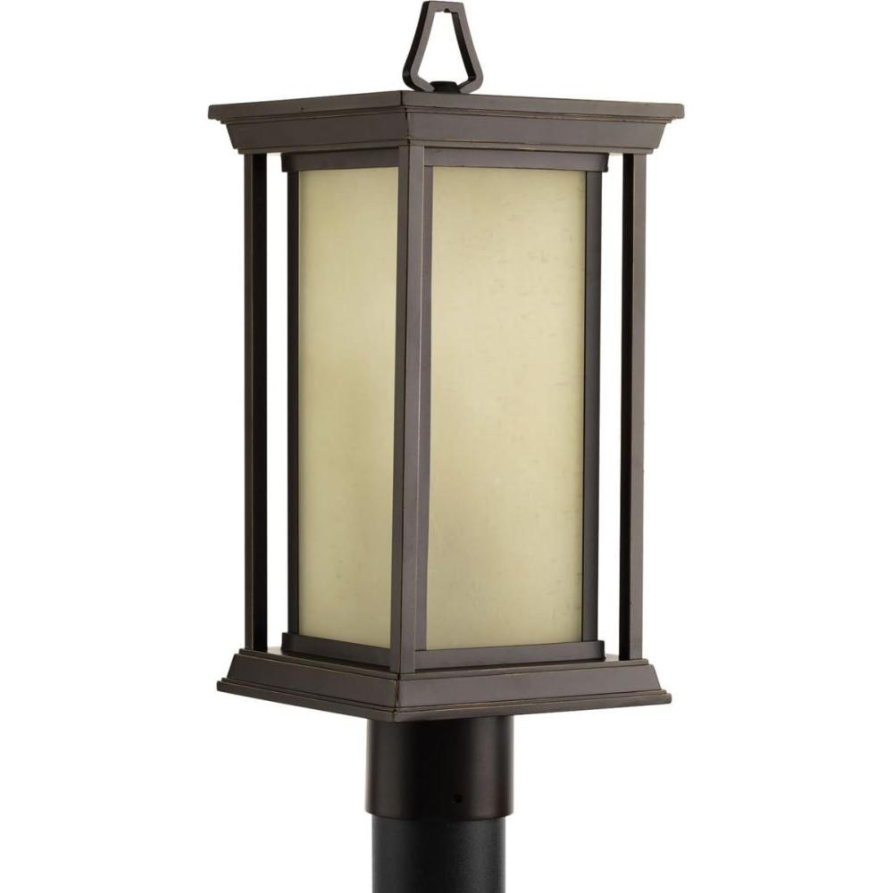 image:imageProgress Lighting 1Light Clear Seeded Glass Craftsman Outdoor Post Lantern Light Endicott Collection Outdoor P540031 Textured BlackBronze
