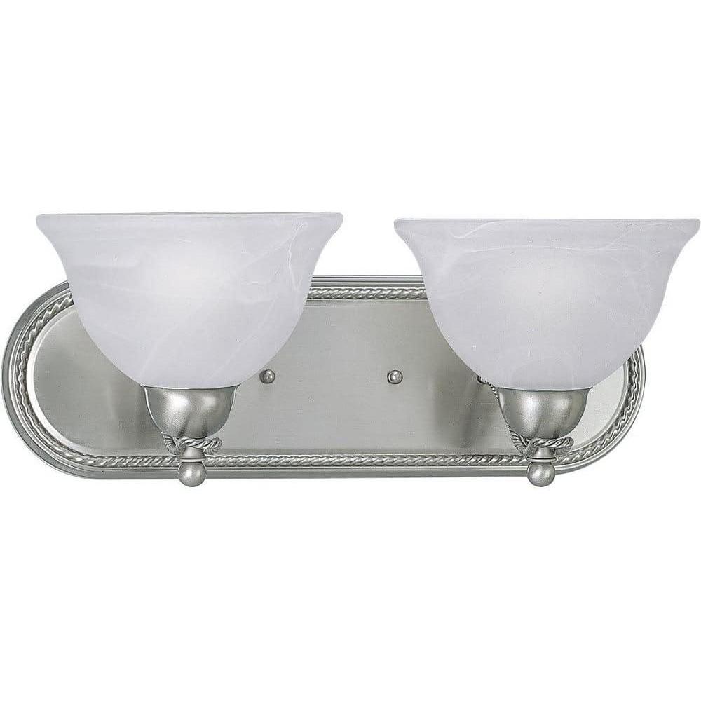 image:imageProgress Lighting 2 Light Bathroom Vanity Light Modern Bath Lighting Fixture with Alabaster Glass Shades for Over The Mirror Avalon Collection Reversible Mounting Brushed Nickel P326709