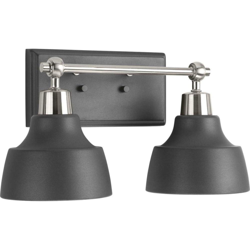 image:imageProgress Lighting Bramlett Collection 2Light White Metal Shade Coastal Bath Vanity Light Polished ChromeNickel