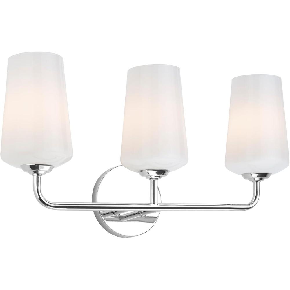 image:imageProgress Lighting Celino 3Light Polished Chrome Bathroom Vanity Light with White Glass Shade