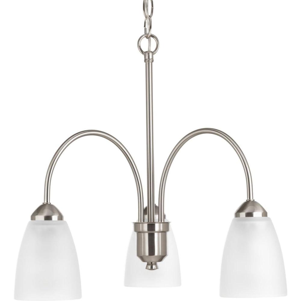 image:imageProgress Lighting Gather Collection 3Light Etched Glass Traditional Chandelier Light Brushed NickelNickel
