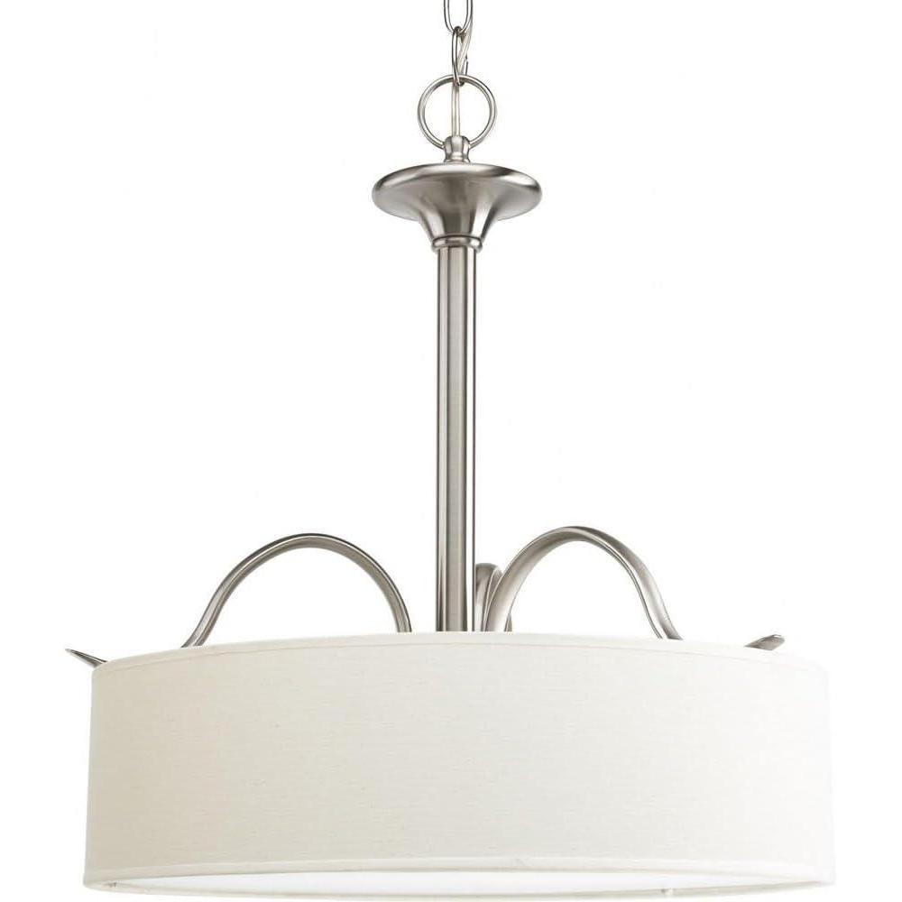 image:imageProgress Lighting Inspire Collection 3Light Brushed Nickel OffWhite Shade Traditional Pendant LightNickel