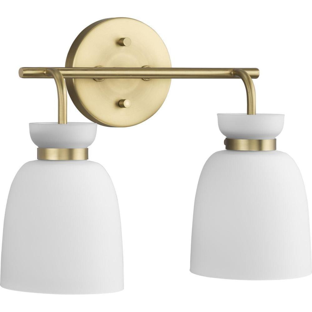image:imageProgress Lighting Lexie 14 in TwoLight Brushed Gold Vanity Light with Opal Glass Shade