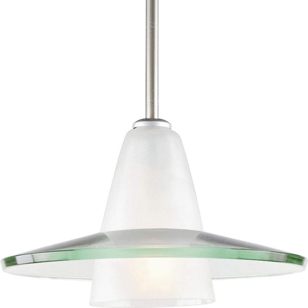 image:imageProgress Lighting Modern Pendant 1Light Clear and Etched Glass MiniPendant Light Brushed Nickel