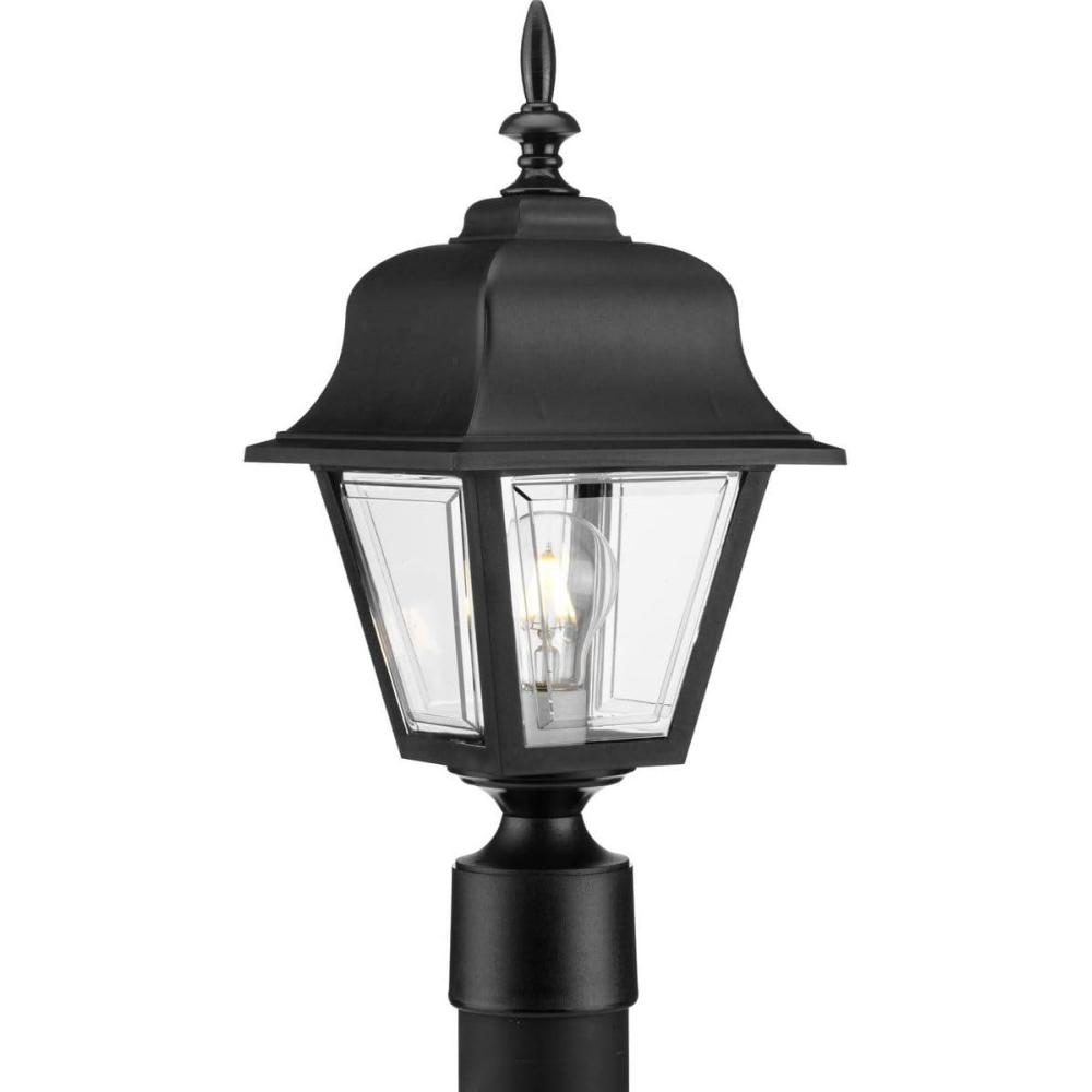 image:imageProgress Lighting NonMetallic 1Light Clear Beveled Acrylic Shade Traditional Outdoor Post Lantern Light Textured BlackBlack