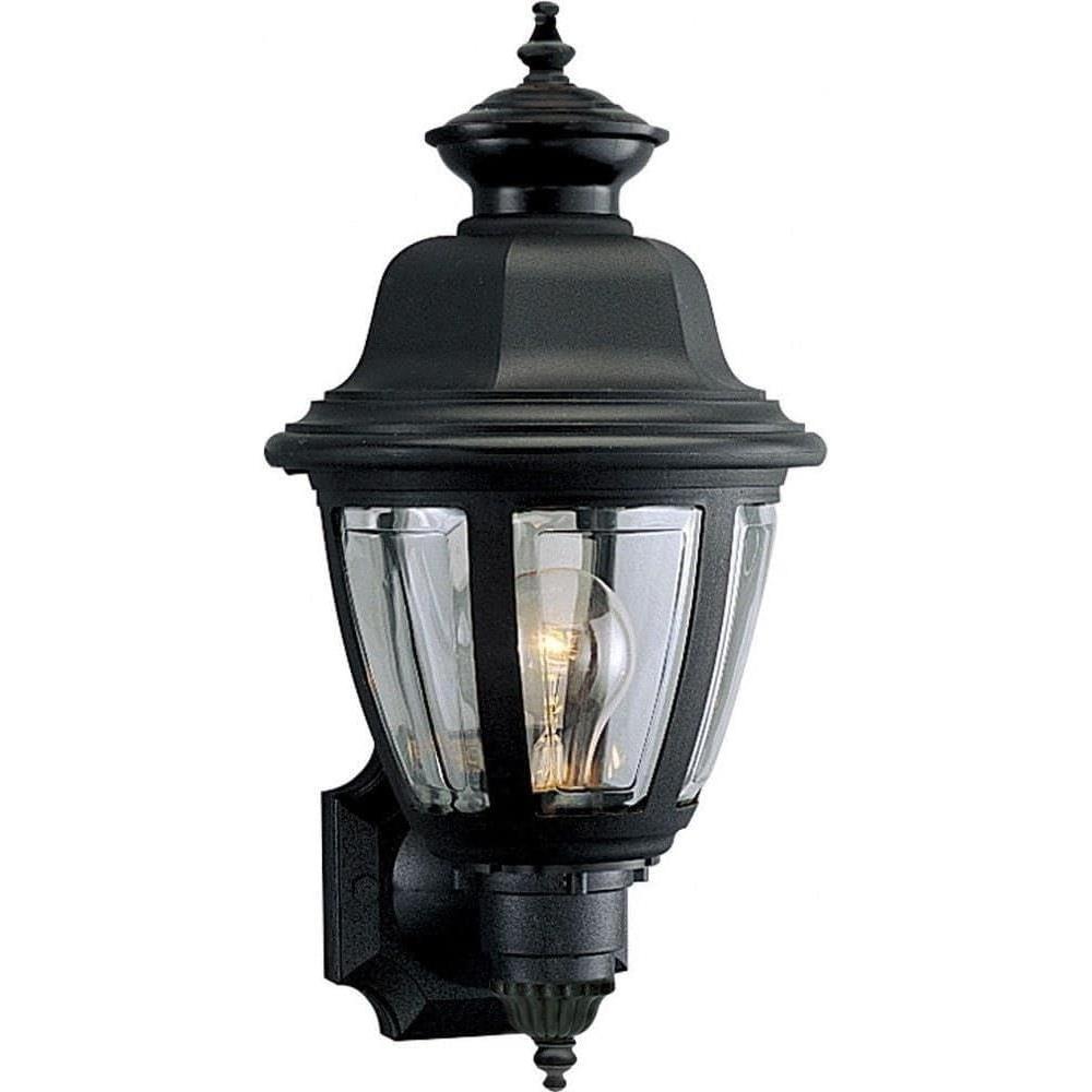 image:imageProgress Lighting NonMetallic 1Light Clear Beveled Acrylic Shade Traditional Outdoor Wall Lantern Light Outdoor P573731 Textured BlackBlack