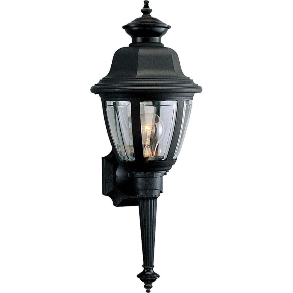 image:imageProgress Lighting NonMetallic 1Light Clear Beveled Acrylic Shade Traditional Outdoor Wall Lantern Light Outdoor P573831 Textured BlackBlack