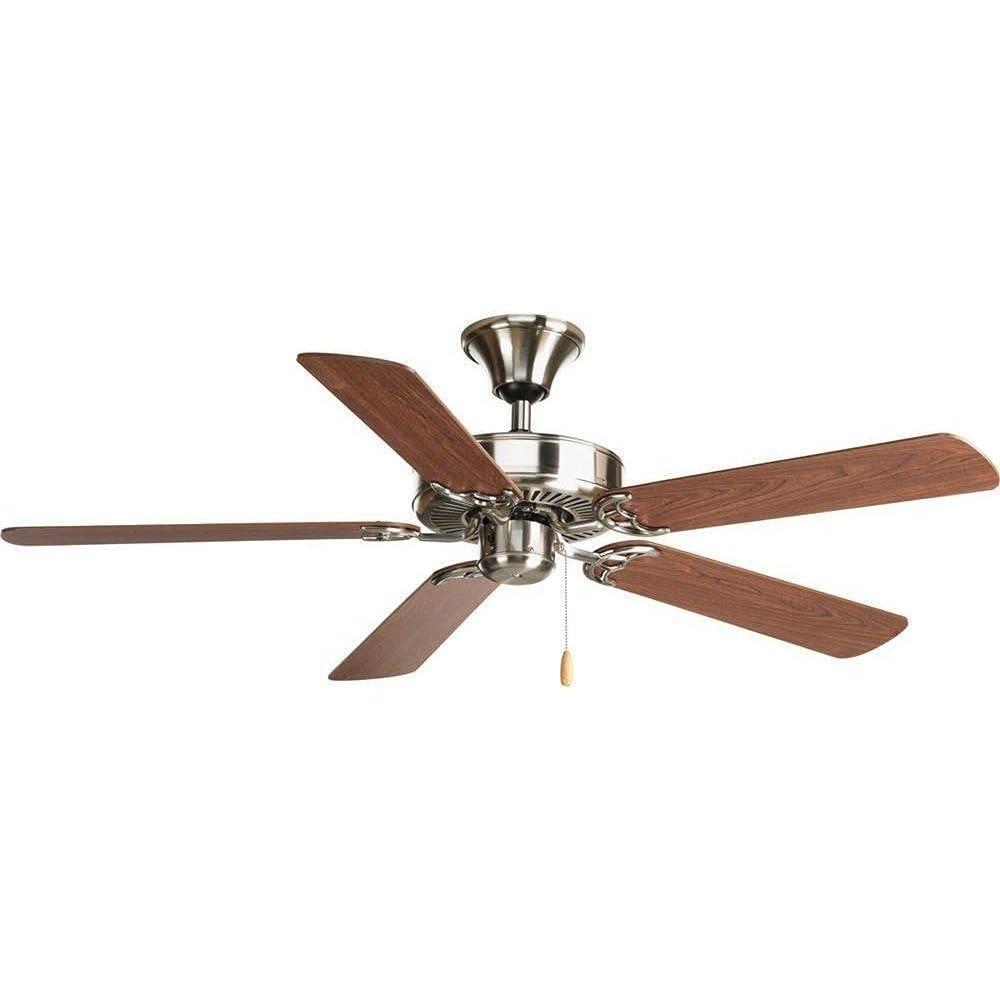 image:imageProgress Lighting P250120 52Inch Fan with 5 Blades and 3Speed Reversible Motor with Reversible Medium Cherry or Classic Walnut Blades Antique BronzeBrushed Nickel