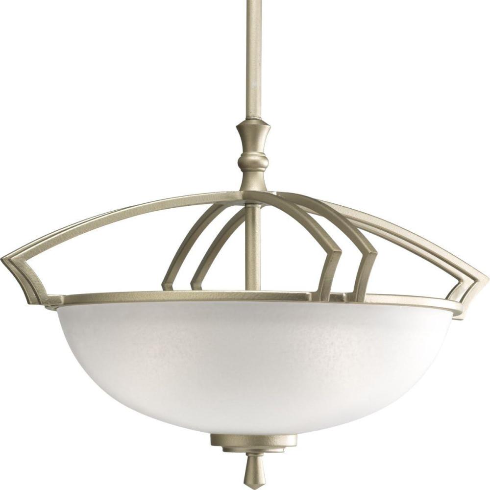 image:imageProgress Lighting P3349117 ThreeLight SemiFlush with Etched Mist Glass Shades Hammered Platinum