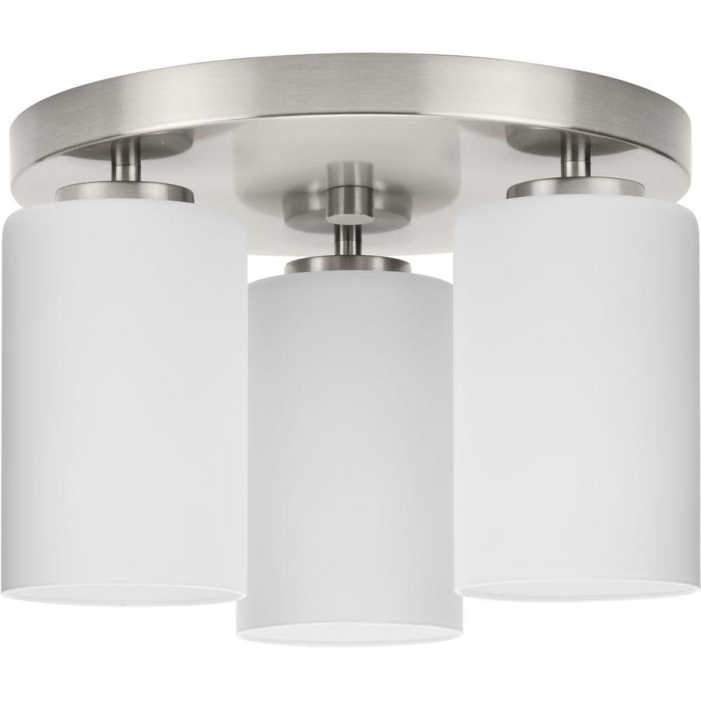 image:imageProgress Lighting P350238009 Cofield Collection 12 in ThreeLight Brushed Nickel Transitional Flush Mount with Etched White Glass Shades