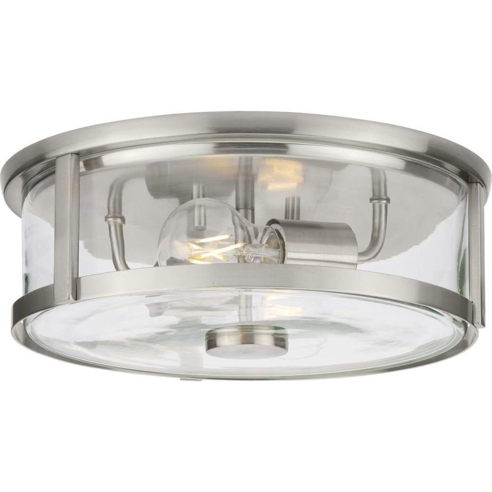 image:imageProgress Lighting P350253009 Gilliam 1258 in TwoLight Brushed Nickel Flush Mount with Clear Glass ShadeBrushed Nickel