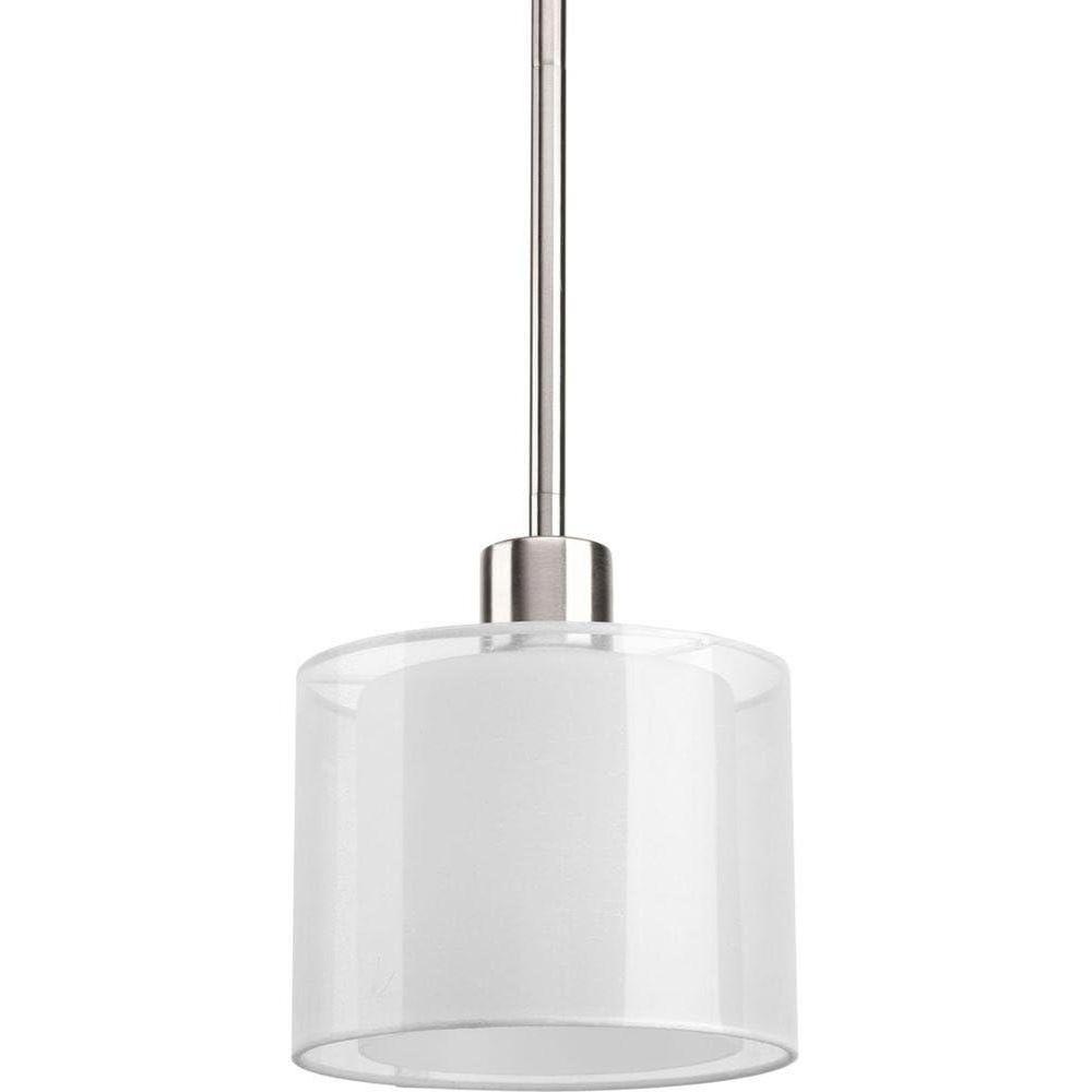 image:imageProgress Lighting P511009 Invite 1Lt MiniPendant with White silk mylar shadeBrushed Nickel