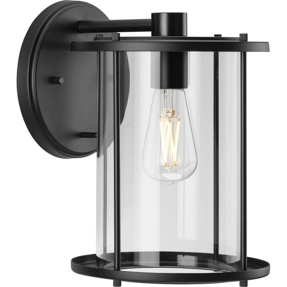 image:imageProgress Lighting P56005831M Gunther 8 in OneLight Matte Black Large Wall Lantern with Clear Glass Shade