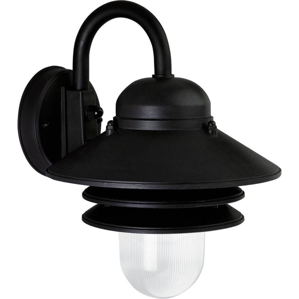 image:imageProgress Lighting P564530 SingleLight Plastic Outdoor Wall Lantern with Prismatic Acrylic Shade WhiteBlack