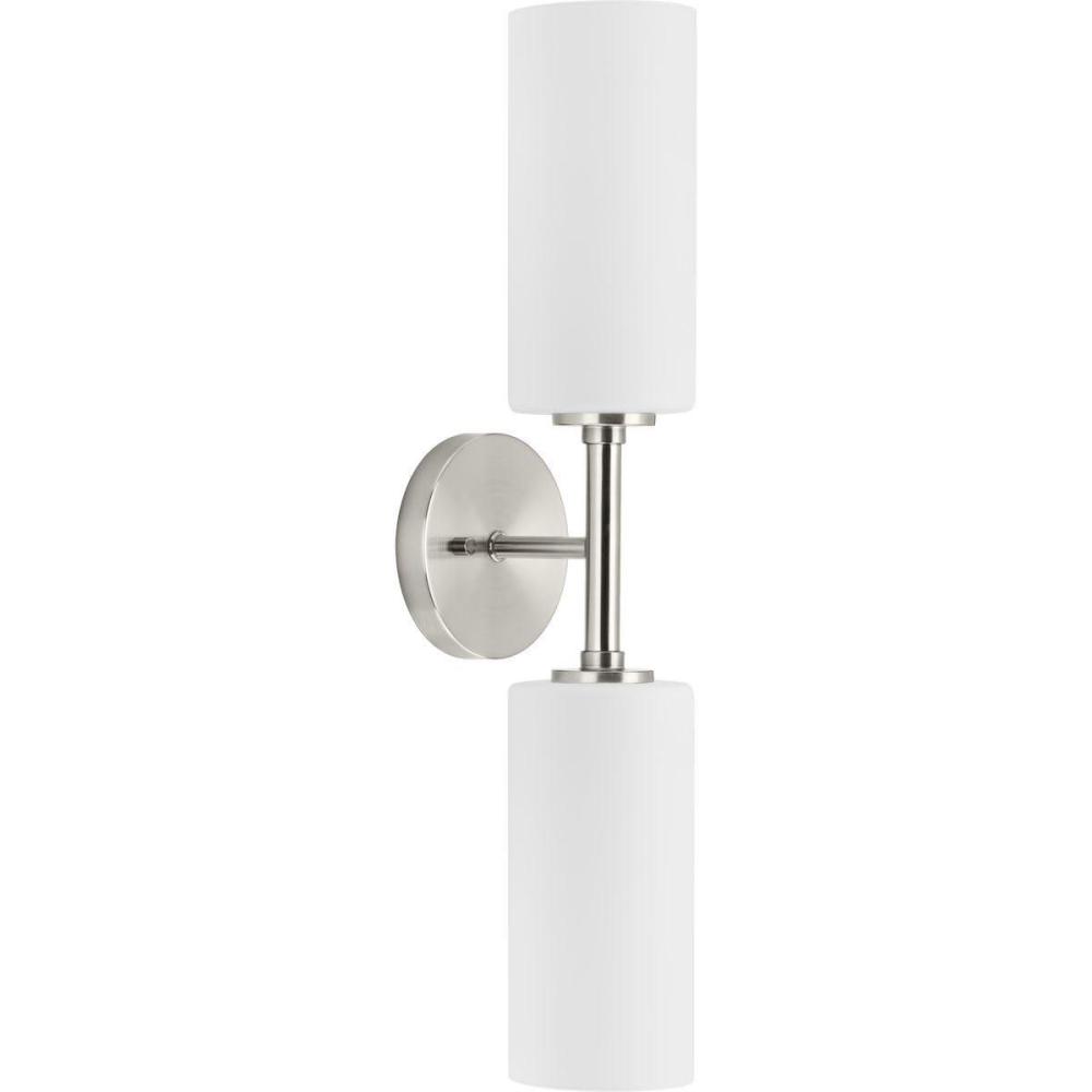 image:imageProgress Lighting P710116009 Cofield Collection 2212 in TwoLight Brushed Nickel Transitional Wall Bracket with Etched White Glass Shades