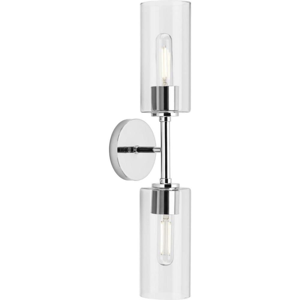 image:imageProgress Lighting P710116163 Cofield Collection 2212 in TwoLight Vintage Brass Transitional Wall Bracket with Etched White Glass ShadesNickel