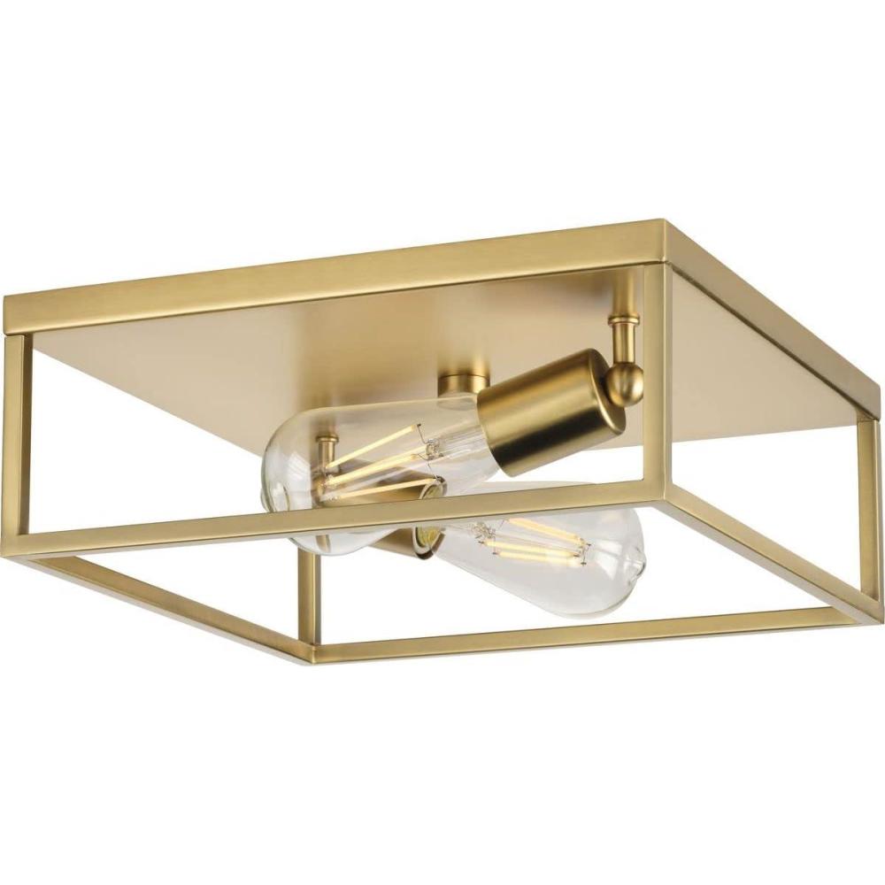 image:imageProgress Lighting Perimeter Collection 2Light Satin Brass Modern Flush Mount Ceiling Light 450x1200x1200