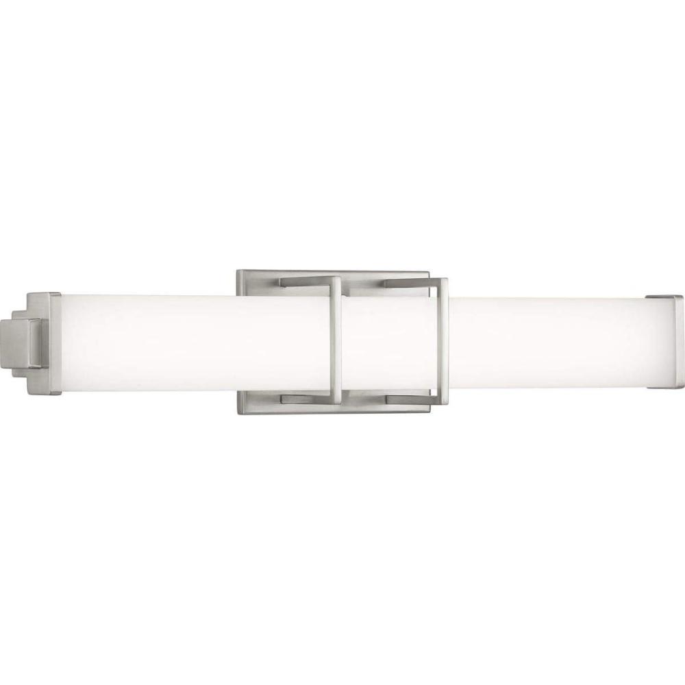 image:imageProgress Lighting Phase 22 LED Collection 24 White Shade Modern Bath Vanity Light Brushed Nickel