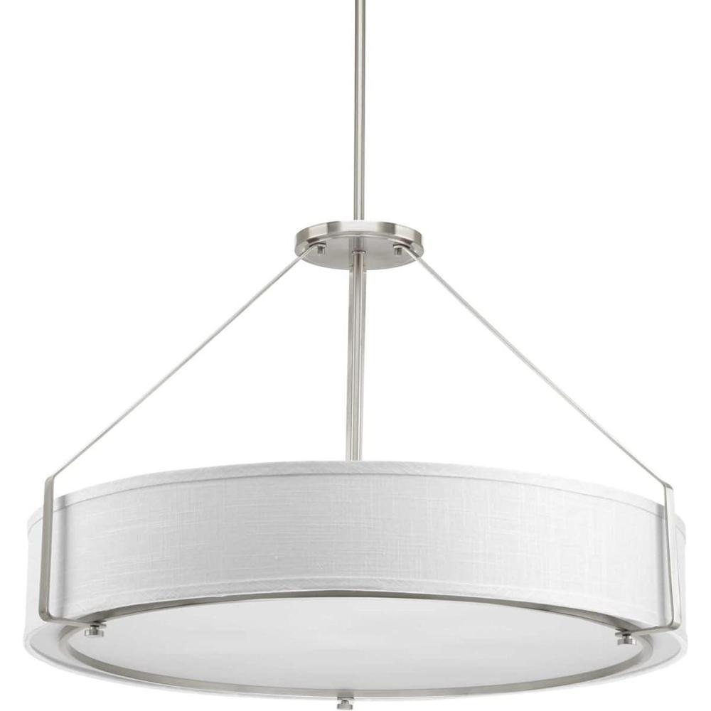 image:imageProgress Lighting Ratio Collection 6Light Fabric Shade Coastal MiniPendant Light Antique BronzeBrushed Nickel