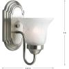 Progress Lighting 1 Light Bathroom Vanity Light, Modern Bath Lighting Fixture with White Glass Shade for Over the Mirror, Alabaster Glass Collection, Reversible Mounting, Brushed Nickel (P3051-09)(1-Light)