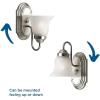 Progress Lighting 1 Light Bathroom Vanity Light, Modern Bath Lighting Fixture with White Glass Shade for Over the Mirror, Alabaster Glass Collection, Reversible Mounting, Brushed Nickel (P3051-09)(1-Light)